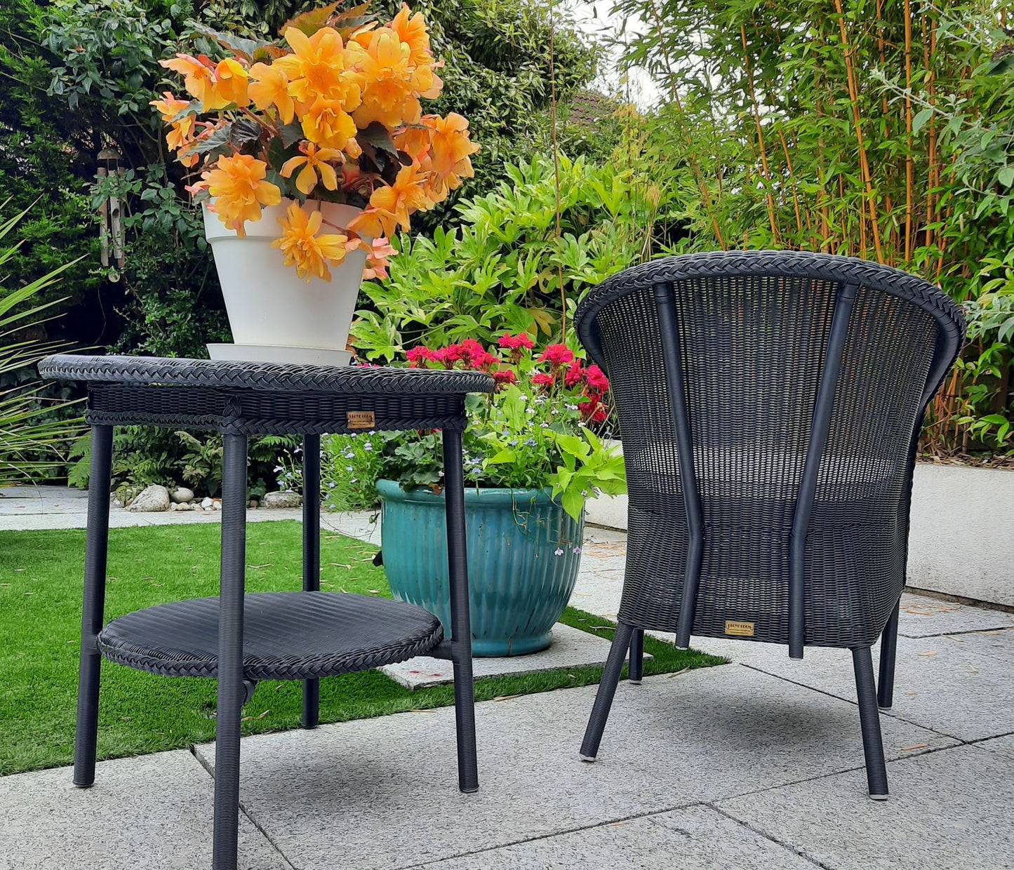 Lloyd Loom Outdoor Café Table in "Hackney Grey"