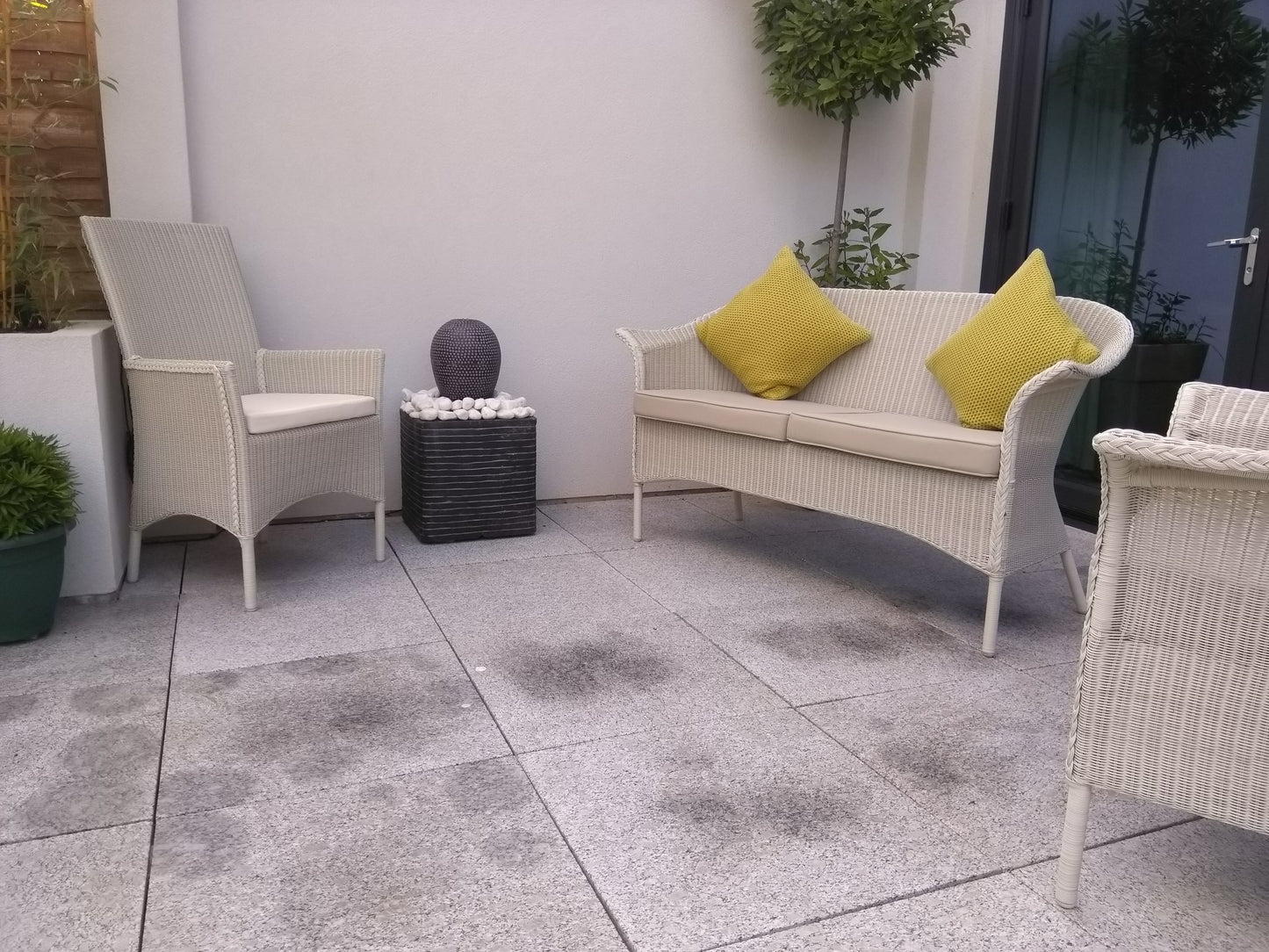 Lloyd Loom Outdoor Settee Finished in Crisp Linen