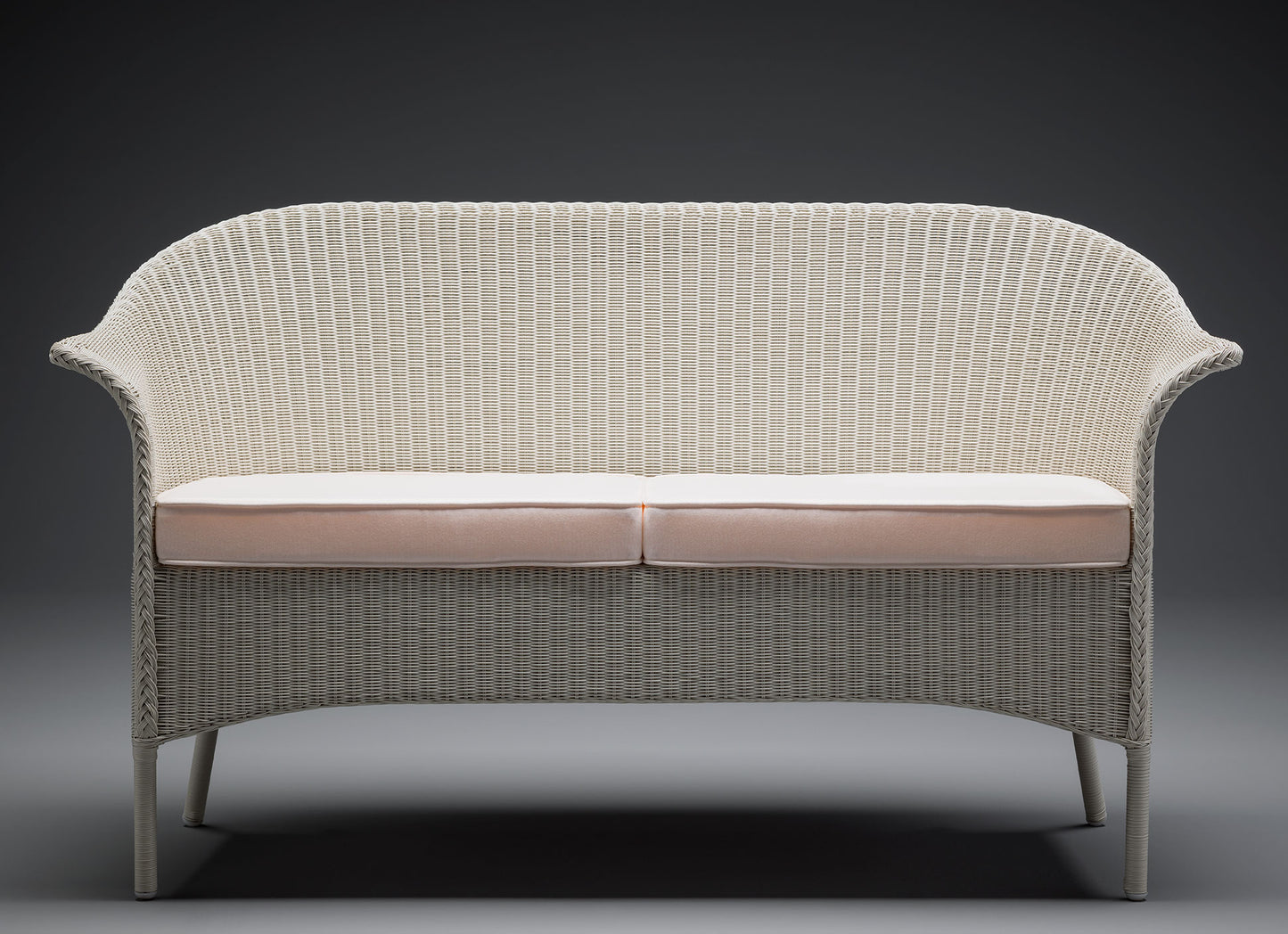 Lloyd Loom Outdoor Settee Finished in Crisp Linen