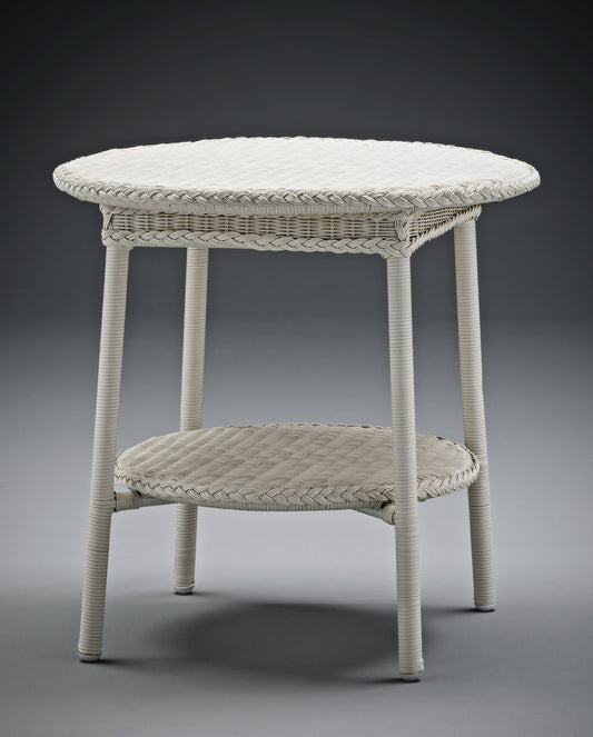 Lloyd Loom Outdoor Café Table Finished in "Crisp Linen"